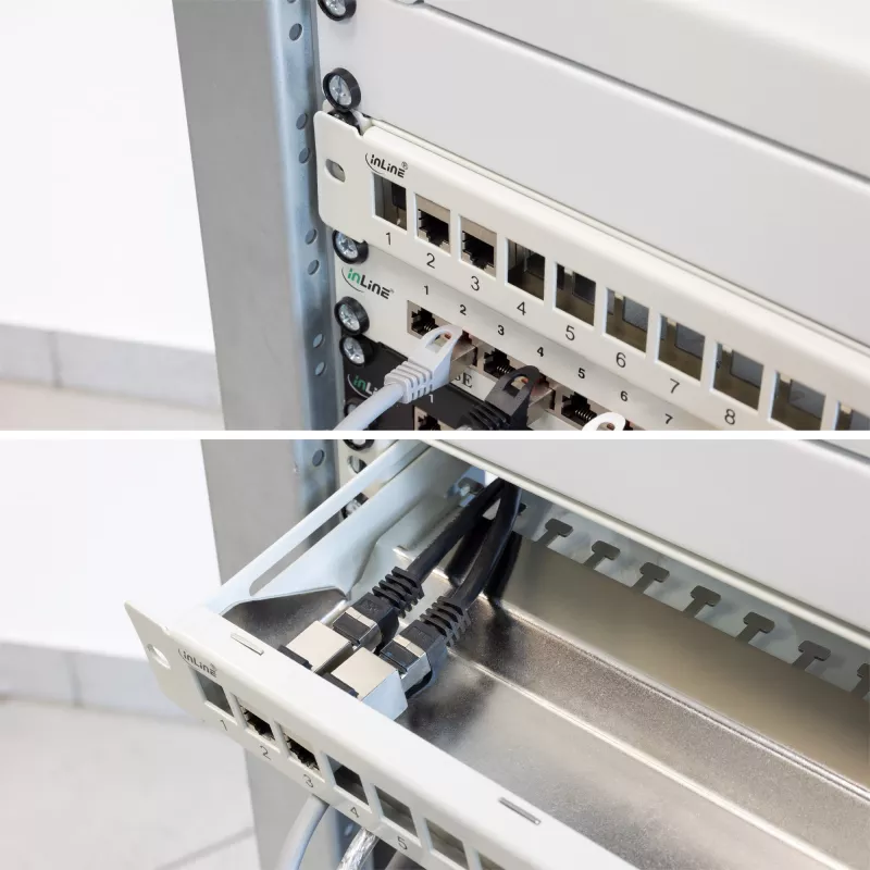 InLine blind patchpanel uittrekbaar 19 inch 24 poorten 1U zwart