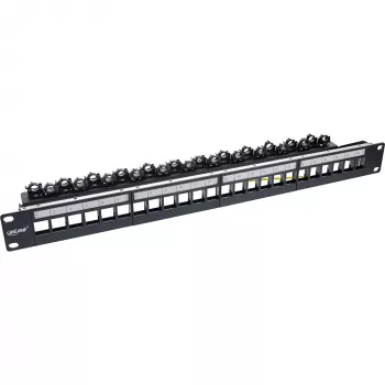 InLine patchpaneel 24-voudig, keystone-leeg patchpaneel, 19 inch, 1U, zwart