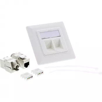 InLine Cat.6A inbouwdoos 2x RJ45 wit RAL9010