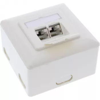 InLine inbouwdoos Cat.6A opbouw 2x RJ45-bus RAL9010 wit