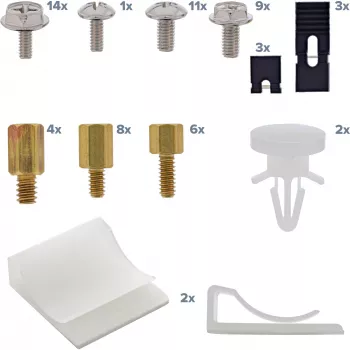 InLine schroevenset met jumpers, plakclips, afstandhouders, kabelclips, 63 stuks, InLine 77778