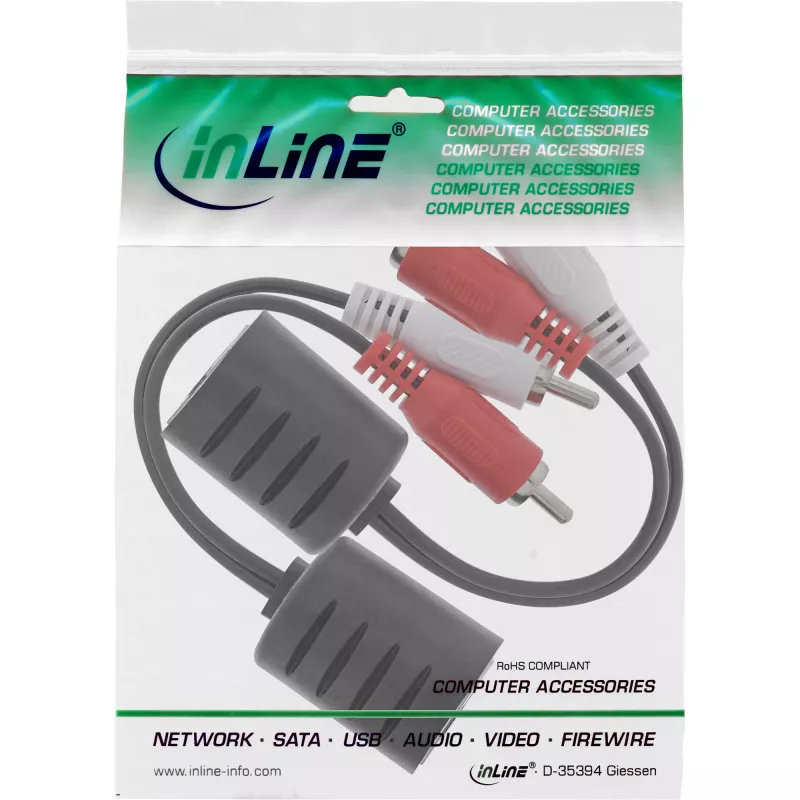 InLine RCA audio via LAN / Ethernet / RJ45-kabel 2 stuks, een set