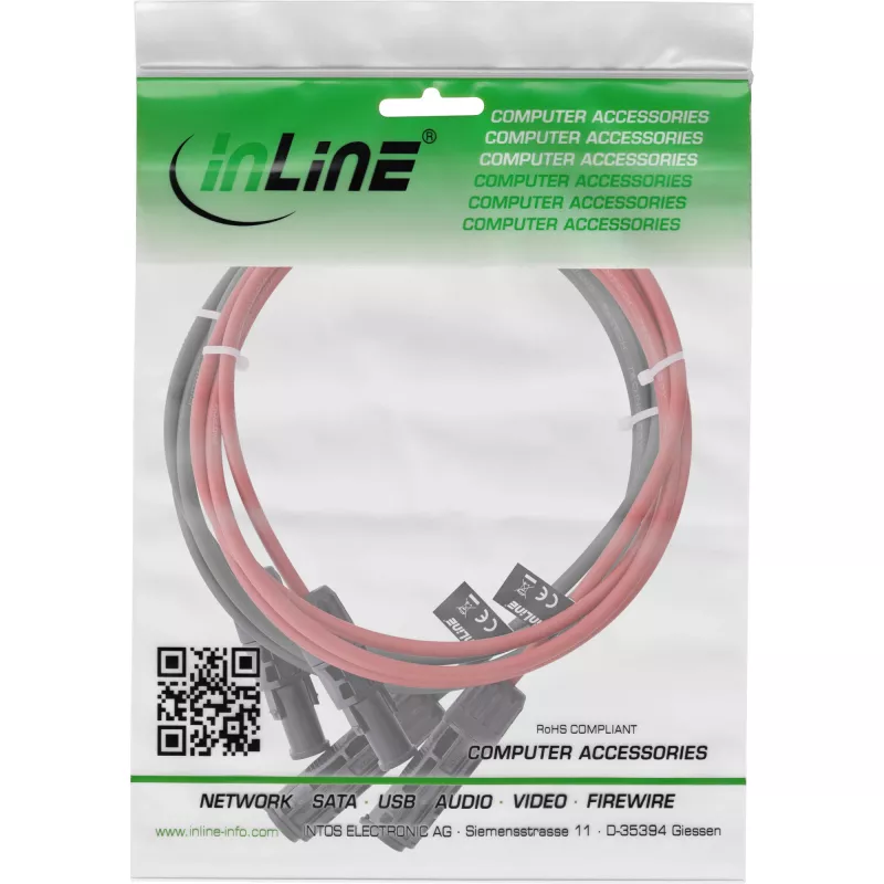 InLine 95601 Zonnekabel-verlengset met zonnestekker, 6mm², zwart/rood, 1 m