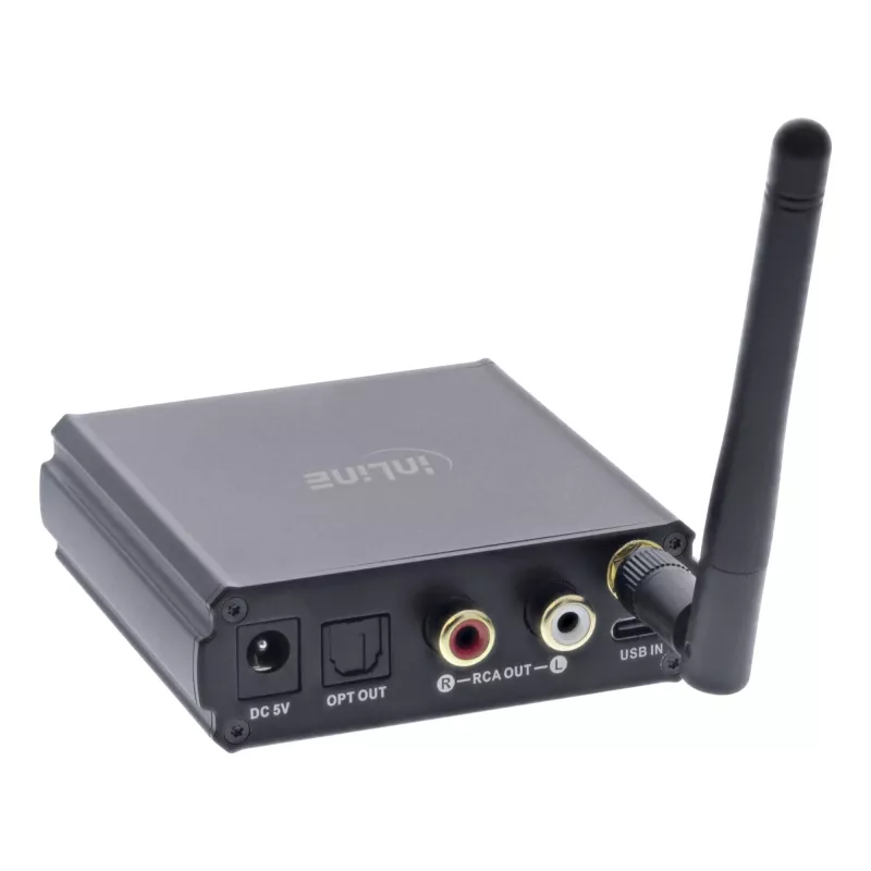 InLine Bluetooth 5.1 HiFi-receiver & USB-DAC met LCD 30m bereik