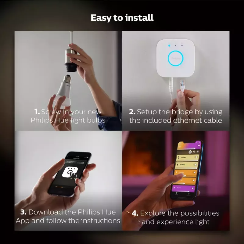Smart LED-starterkit Philips Hue White and Colour Ambience — 2× E27 11W lampen, Bluetooth/Zigbee