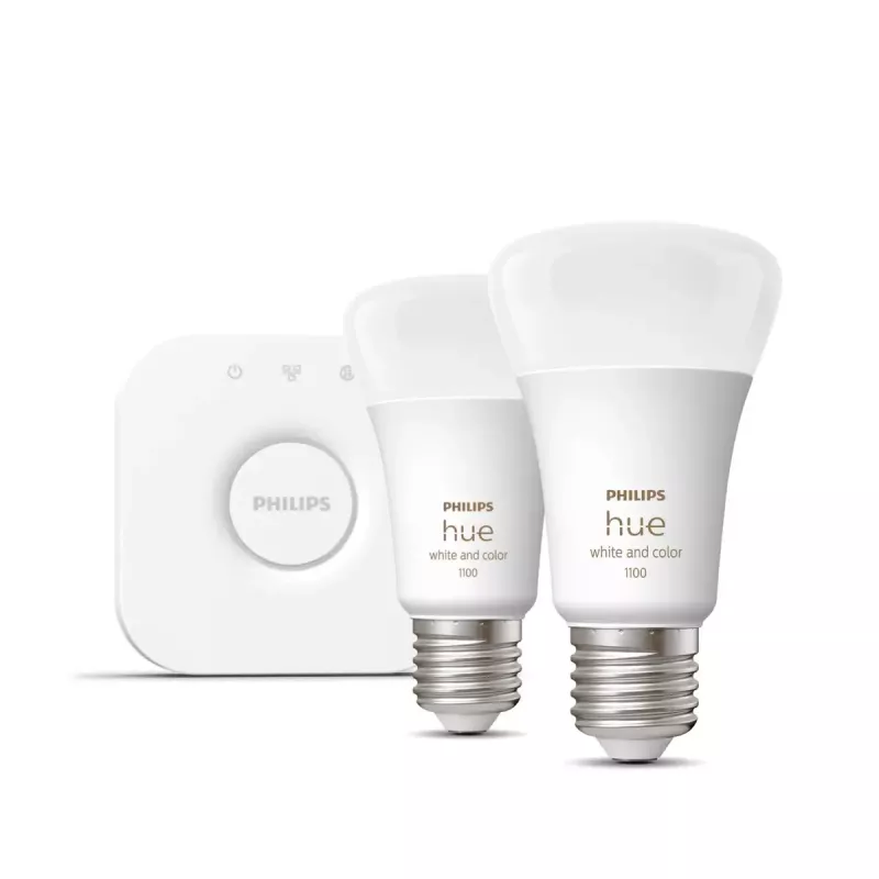 Smart LED-starterkit Philips Hue White and Colour Ambience — 2× E27 11W lampen, Bluetooth/Zigbee