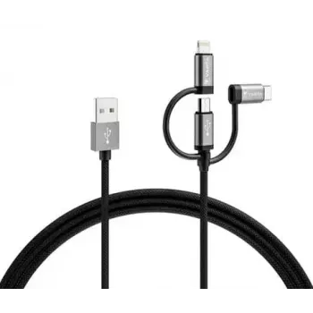 Varta Speed Charge & Sync 3-in-1 kabel, USB-A naar Lightning/Micro-USB/USB-C