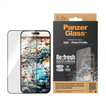 PanzerGlass ® Re:fresh Displayschutz iPhone 15 Pro Max | Ultra-Wide Fit met EasyAligner