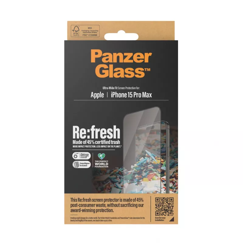 PanzerGlass ® Re:fresh Displayschutz iPhone 15 Pro Max | Ultra-Wide Fit met EasyAligner