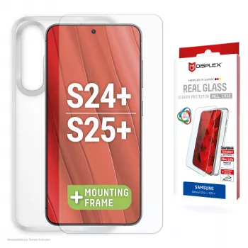 Displex displayschermfolie + hoesje voor Samsung Galaxy S24+/S25+, Eco montageframe, krasvast