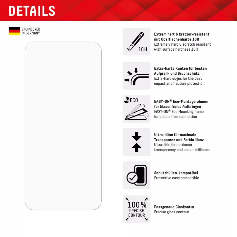 Displex displayschermfolie (10H) voor Xiaomi 14, Eco montageframe, krasvast