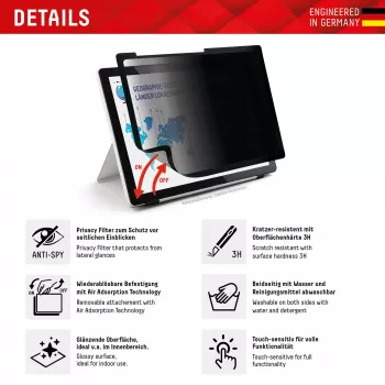 Displex TABLET PRIVACY SAFE afneembare 2-weg privacysfilter voor iPad 10,2'' (7./8./9. gen.)