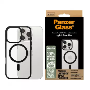 PanzerGlass® HardCase transparant met zwarte MagSafe & frame iPhone 16 Pro