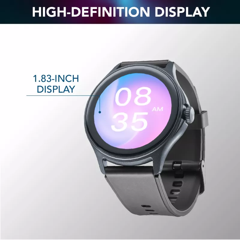 Cellularline ION PRO Round Bluetooth® smartwatch met app, 3,51 cm (1,38 inch), TFT, touchscreen, 0,00064 GB, 98 g