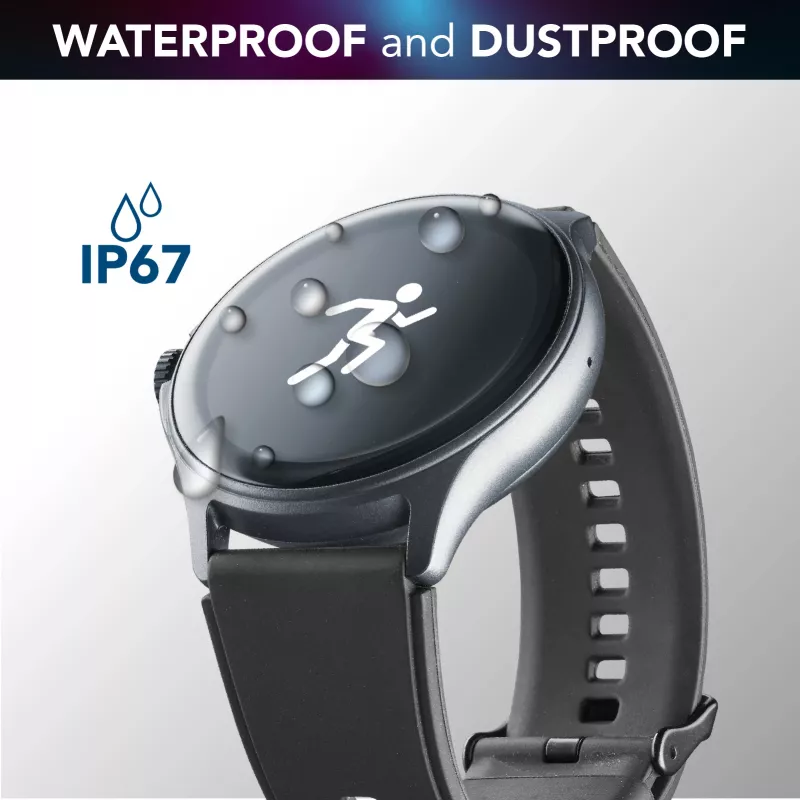 Cellularline ION PRO Round Bluetooth® smartwatch met app, 3,51 cm (1,38 inch), TFT, touchscreen, 0,00064 GB, 98 g