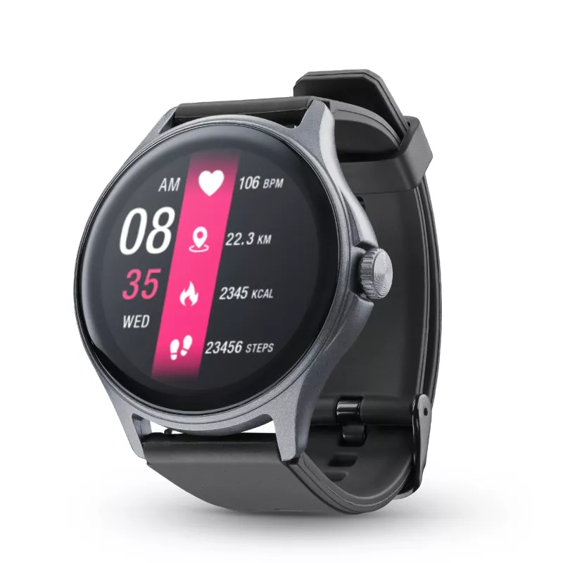 Cellularline ION PRO Round Bluetooth® smartwatch met app, 3,51 cm (1,38 inch), TFT, touchscreen, 0,00064 GB, 98 g