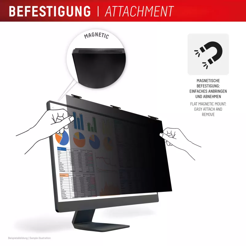 Displex PRIVACY SAFE afneembare 2-weg privacyfilter voor desktopmonitor 24'' (16:10)