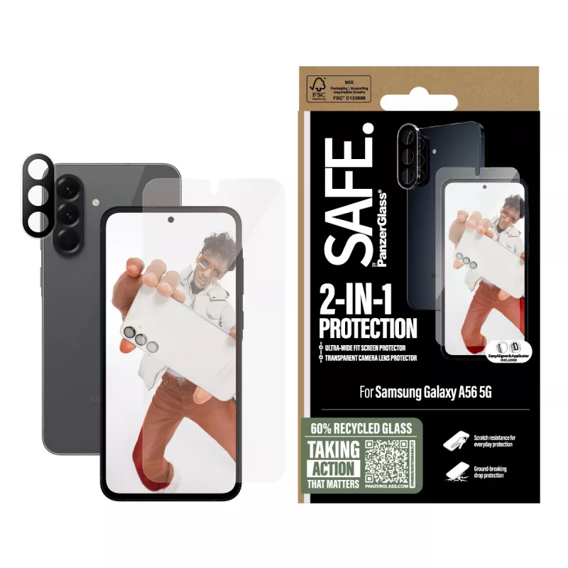 PanzerGlass SAFE. by ® 2-in-1 bundel Samsung Galaxy A56 5G kras- en stootvast
