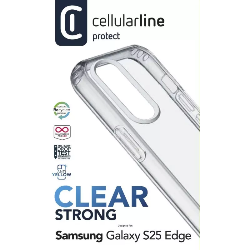 Cellularline Clear Strong – Galaxy S25 Edge harde schaal met rubberen randen