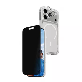 Privacy Case PanzerGlass voor iPhone 17 Pro 3-in-1 — CARE-serie, kijkbescherming, geïntegreerde cameraklep