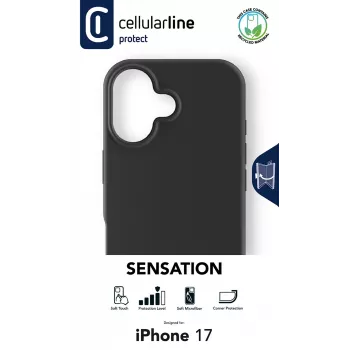 Cellularline Sensation - iPhone 17 ultraweke siliconenhoes met soft-touch afwerking, perfect om elk detail van je iPhone 17 met elegantie en comfort te beschermen.
