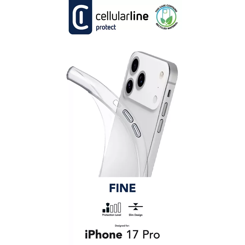 Cellularline Fine - iPhone 17 Pro, hoesje, Apple, iPhone 17 Pro, 16 cm (6,3 inch), transparant