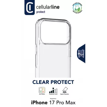 Cellularline Clear Protect - iPhone 17 Pro Max hardcase met rubberen randen