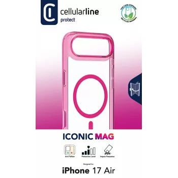 Cellularline Iconic Mag - iPhone Air transparante hoes met gekleurde randen, compatibel met het MagSafe-ecosysteem