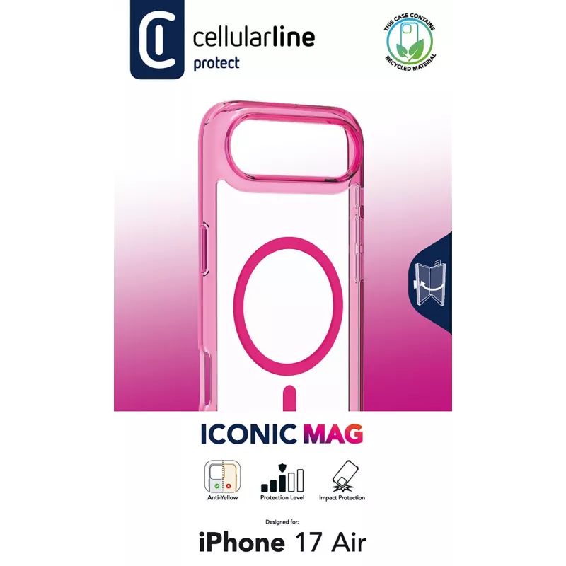 Cellularline Iconic Mag - iPhone Air transparante hoes met gekleurde randen, compatibel met het MagSafe-ecosysteem