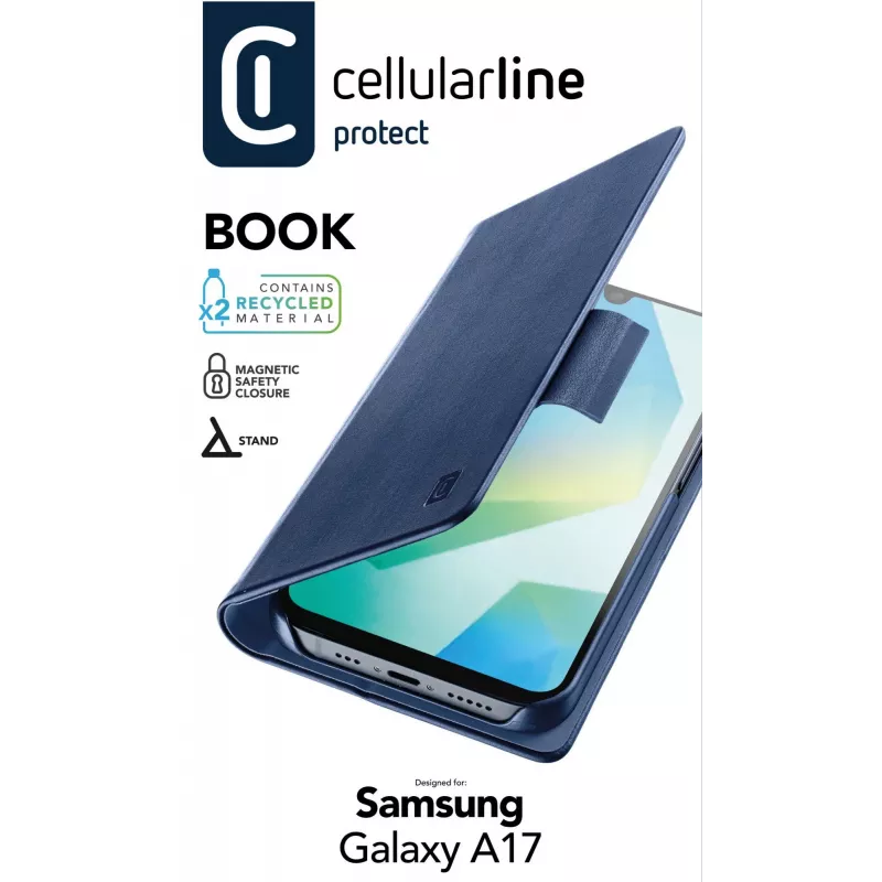 Cellularline Book - Galaxy A17 boekhoes, folio, Samsung, Galaxy A17, 17 cm (6,7 inch), blauw