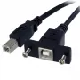 StarTech.com 3 ft paneelmontage USB-kabel B naar B - F/M, 0,91 m, USB B, USB B, USB 2.0, 0,48 Gbit/s, zwart