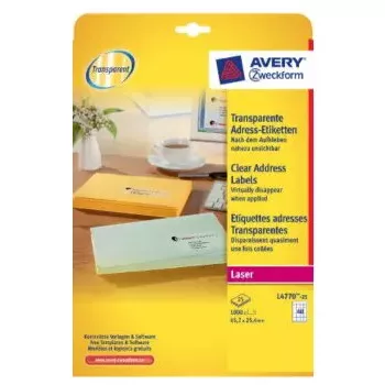 Printeretiketten No name Avery L4770-25 — transparant polyester, laser, 1000 stuks