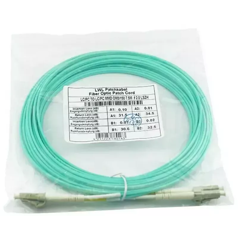 BlueOptics 050502T512000010M-BO Duplex glasvezel-patchkabel (Corning-compatibel), LC-UPC/LC-UPC, multimode OM3 50/125 µm, 10 m