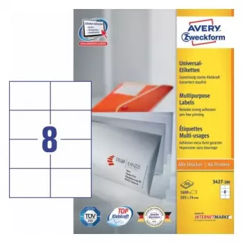 Zelfklevend etiket rechthoekig AVERY 3427-200