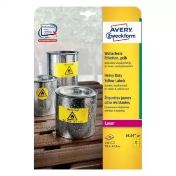 Zelfklevende etiketten Avery L6107-20 afgeronde rechthoek geel