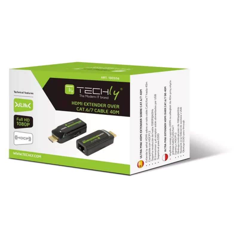 Techly IDATA EXT-E70S AV-extender AV-zender & -ontvanger zwart