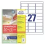 Zelfklevend printeretiket AVERY L4737REV-65 wit 6,35 x 2,96 cm