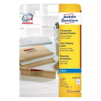 Zelfklevend etiket Avery J4722-25 afgeronde rechthoek transparant