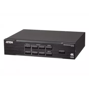 ATEN 4 x 2 True 4K presentatie-matrixswitch, media-presentatie-matrixschakelaar, 4096 x 2160 pixels, 4096 x 2160, 3840 x 2160, zwart, metaal, knoppen