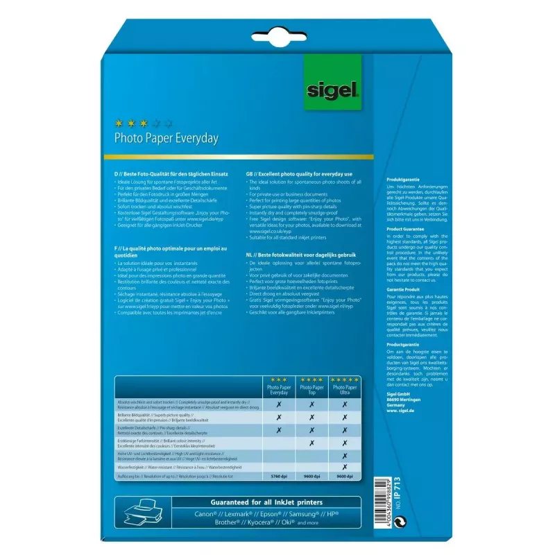 Drukkerpapier A4 Sigel IP713 Gloss 20 blad wit