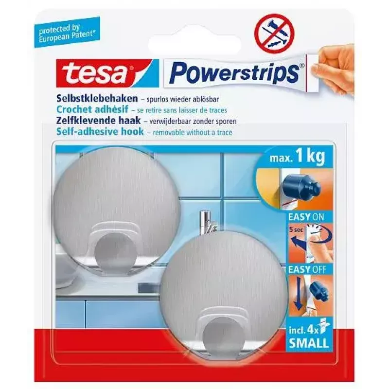 Handdoekhaak TESA 57044-00000 metallic binnen 2 stuks