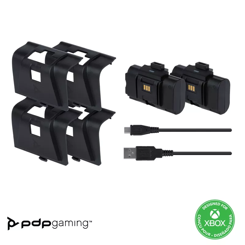 PDP Gaming Play & Charge Kit, Xbox One, gaming-controlleraccu, zwart, polycarbonaat, 3 m, Microsoft
