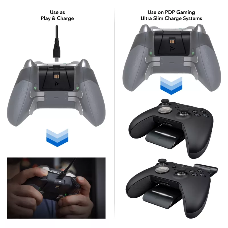 PDP Gaming Play & Charge Kit, Xbox One, gaming-controlleraccu, zwart, polycarbonaat, 3 m, Microsoft