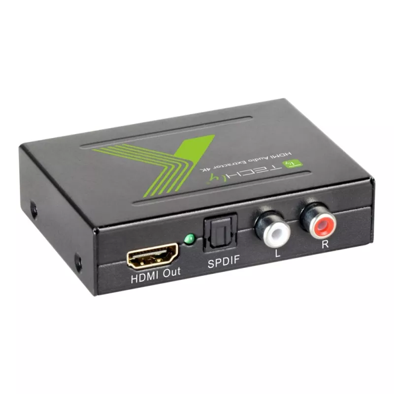Techly audio-extractor HDMI SPDIF + cinch R/L IDATA HDMI-EA, 5 V, 77 mm, 64 mm, 23 mm, 351 g
