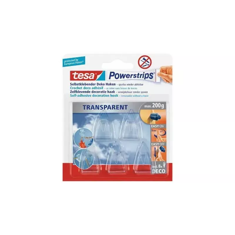 Universele haak TESA Powerstrips Indoor transparant 5 st.