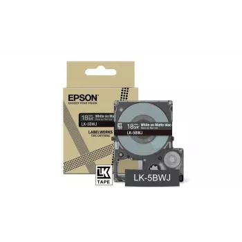 Labeltape Epson LK-5BWJ zwart wit thermotransfer 1,8 cm