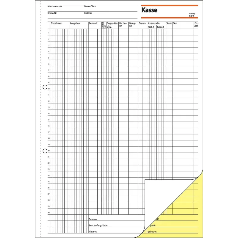 Sigel KG429 kasboek met belastingstrook (EDV), A4, 2 x 50 pagina's