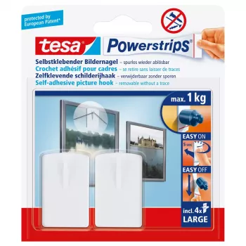 Wandhaak voor opbergen Tesa 58031-00020 wit kunststof, maximale belasting 1 kg, 2-pack