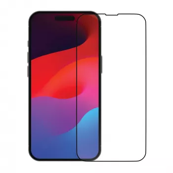 Displayschermfolie helder van bramante eco-shield voor iPhone 15 Pro, transparant met zwarte rand