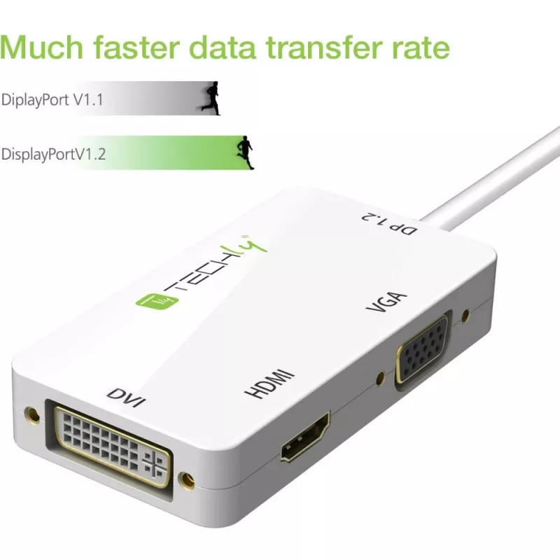 Techly adapter 3 in 1 Mini DisplayPort (Thunderbolt) naar HDMI / DVI / VGA IADAP MDP-COMBOF12